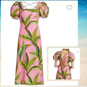 Farm Rio Foliage printed  Crossed Back Midi Dress!! New Without Tags